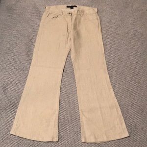 French Connection Tan Linen Wide Legged Pants